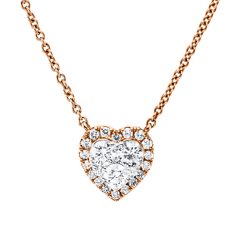 Collier 18 kt RG+WG, mit ZÖ 40 cm + 43 cm, 2 Brill. 0,02 ct, 3 Brill. 0,03 ct, 19 Brill. 0,12 ct, TW-si