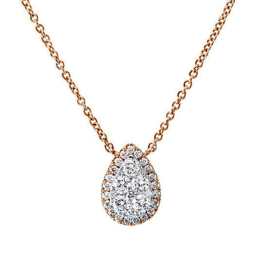 Collier 18 kt RG+WG, mit ZÖ 40 cm + 43 cm, 2 Brill. 0,03 ct, 5 Brill. 0,29 ct, 26 Brill. 0,14 ct, TW-si