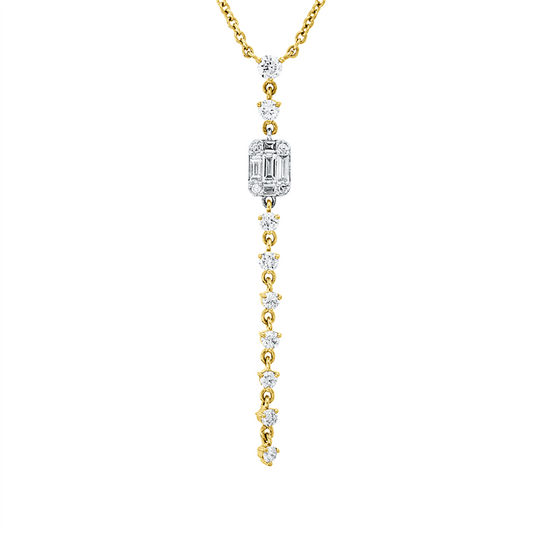 Collier 18 kt GG+WG, mit ZÖ 40 + 43cm, 13 Brill. 0,28 ct, TW-si, 5 Bag. 0,12 ct, TW-si