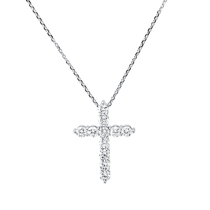 Collier 18 kt WG, mit ZÖ 40 cm, 11 Brill. 0,52 ct, TW-si