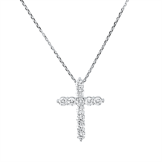 Collier 18 kt WG, mit ZÖ 40 cm, 11 Brill. 0,52 ct, TW-si