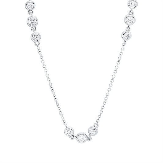 Collier 18 kt WG, mit ZÖ 42,43,44,5 cm, 16 Brill. 0,64 ct, TLB-si, 8 Brill. 0,50 ct, TLB-si