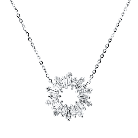 Collier 18 kt WG, mit ZÖ 42,5 cm + 40,0 cm, 20 Trap. 0,51 ct, TW-si