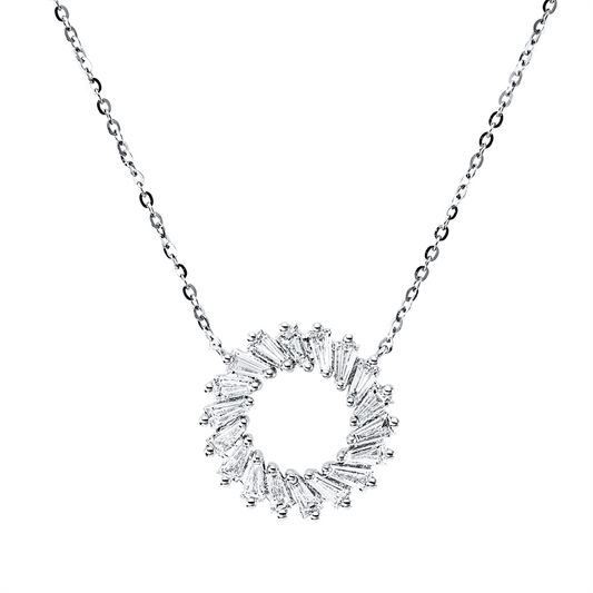 Collier 18 kt WG, mit ZÖ 42,5 cm + 40,0 cm, 18 Trap. 0,47 ct, TW-si