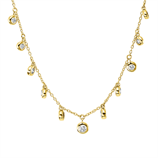 Collier 14 kt GG, mit ZÖ 42,5 cm + 40,0 cm, 27 Brill. 0,55 ct, TW-si
