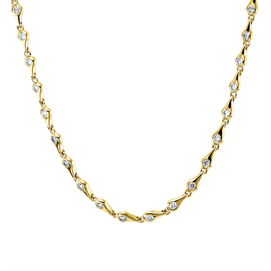 Collier 14 kt GG, mit ZÖ 42,5 cm + 40,0 cm, 22 Brill. 0,33 ct, W-si