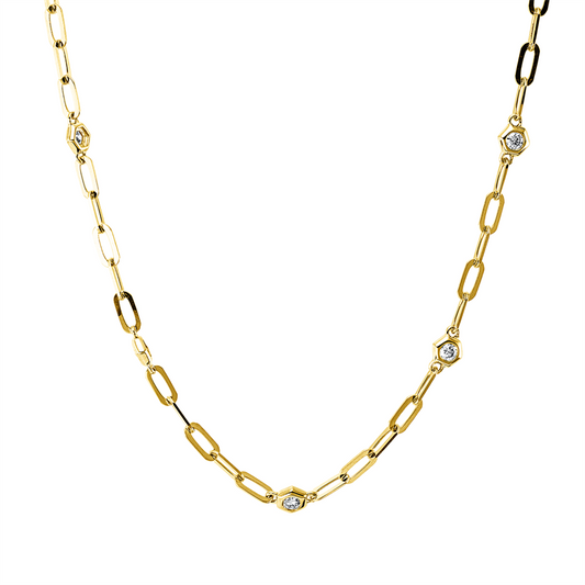 Collier 14 kt GG, mit ZÖ 42,5 cm + 40,0 cm, 13 Brill. 0,33 ct, W-si
