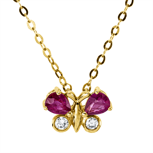 Collier 18 kt GG, mit ZÖ 40 cm + 43 cm, 2 Brill. 0,05 ct, F-vsi, 2 Rubine 0,39 ct rot