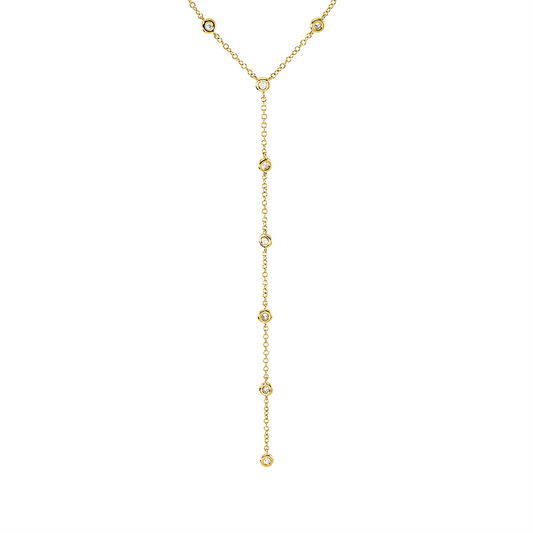 Collier 18 kt GG, mit ZÖ 45.7 cm, 14 Brill. 0,28 ct, TW-si