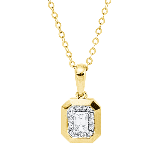 Collier 18 kt GG+WG, mit ZÖ 40 cm + 43 cm, 1 Sm.schliff 0,17 ct, F-vsi, 14 Brill. 0,06 ct, F-vsi