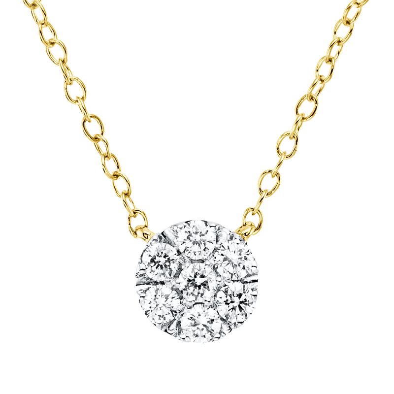 Collier 18 kt GG, Fassung rhodiniert, mit ZÖ 40,, 7 Brill. 0,13 ct, TW-si
