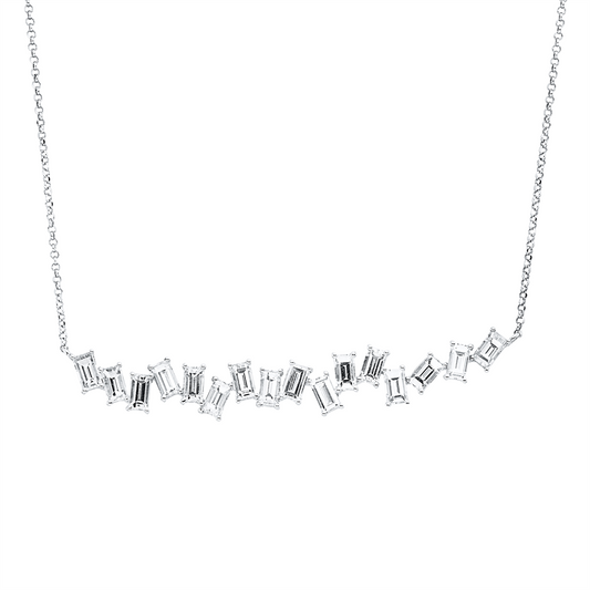 Collier 18 kt WG, mit ZÖ 40,5 cm + 38,0 cm, 16 Bag. 2,30 ct, TW-si