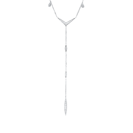 Collier 18 kt WG, mit ZÖ 48,0 cm + 45,7 cm, 1 Brill. 0,04 ct, TW-si, 41 Brill. 0,49 ct, TW-si