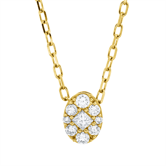 Collier 18 kt GG, mit ZÖ 40.6cm,43.2cm, 2 Brill. 0,01 ct, TW-si, 6 Brill. 0,08 ct, TW-si, 1 Princ. 0,04 ct, TW-si