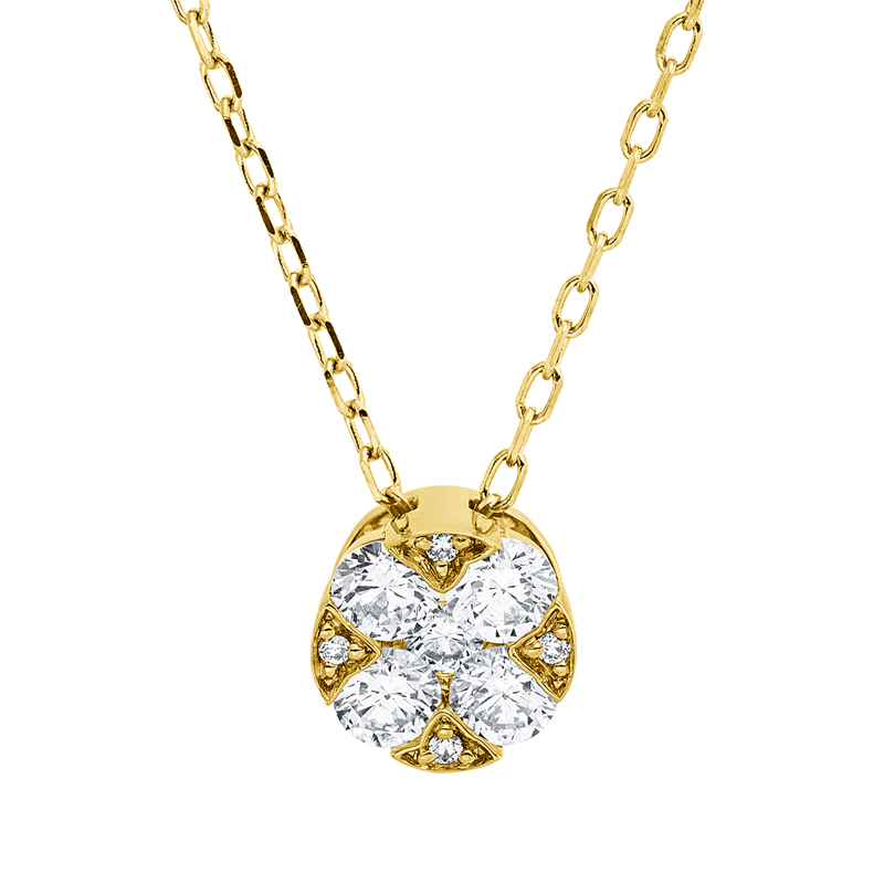 Collier 18 kt GG, mit ZÖ 40.6cm,43.2cm, 1 Brill. 0,04 ct, TW-si, 4 Brill. 0,44 ct, TW-si, 4 Brill. 0,01 ct, TW-si