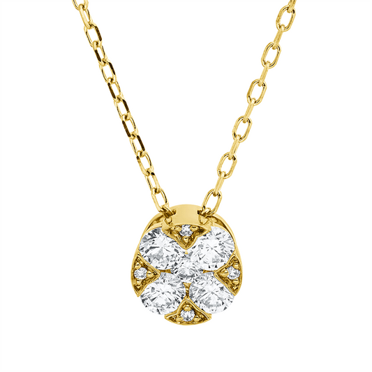 Collier 18 kt GG, mit ZÖ 40.6cm,43.2cm, 1 Brill. 0,04 ct, TW-si, 4 Brill. 0,44 ct, TW-si, 4 Brill. 0,01 ct, TW-si