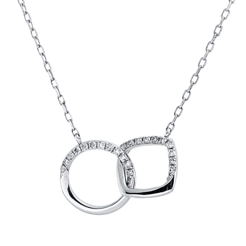 Collier 18 kt WG, mit ZÖ 40.6cm,43.2cm, 22 Brill. 0,14 ct, TW-pi