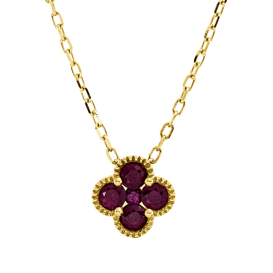 Collier 18 kt GG, mit ZÖ 40.6cm,43.2cm, 4 Rubine 0,39 ct rot, 1 Rubin 0,04 ct rot