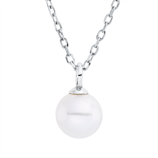 Collier 18 kt WG, mit ZÖ 40.6cm,43.2cm, 1 SW weiß 5,5 mm
