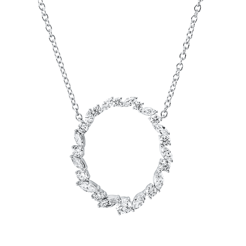 Collier 18 kt WG, 1 Brill. 0,17 ct, TW-vsi/si, 11 Brill. 0,54 ct, TW-vsi/si, 12 Nav. 0,65 ct, TW-vsi/si