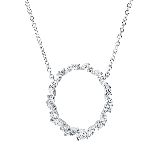 Collier 18 kt WG, 1 Brill. 0,17 ct, TW-vsi/si, 11 Brill. 0,54 ct, TW-vsi/si, 12 Nav. 0,65 ct, TW-vsi/si