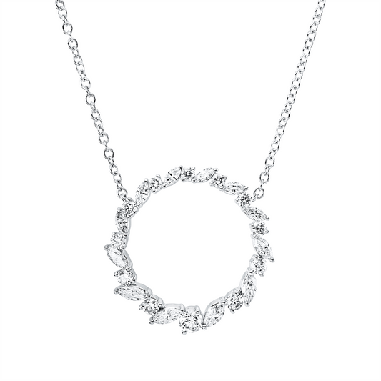 Collier 18 kt WG, 1 Brill. 0,17 ct, TW-vsi/si, 11 Brill. 0,50 ct, TW-vsi/si, 12 Nav. 0,73 ct, TW-vsi/si