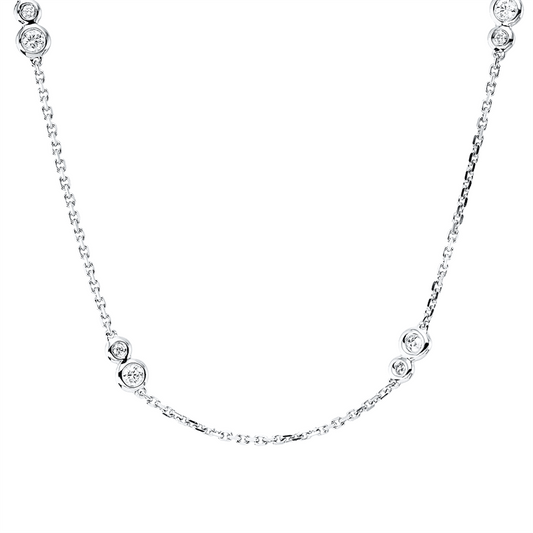 Collier 18 kt WG, mit ZÖ 38 + 40,6cm, 16 Brill. 0,46 ct, TW-vsi/si