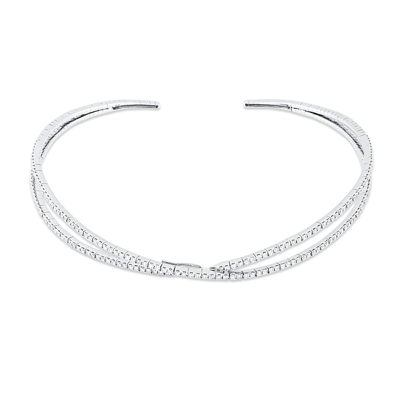 Collier 18 kt WG, choker, 188 Brill. 3,37 ct, TW-vsi/si