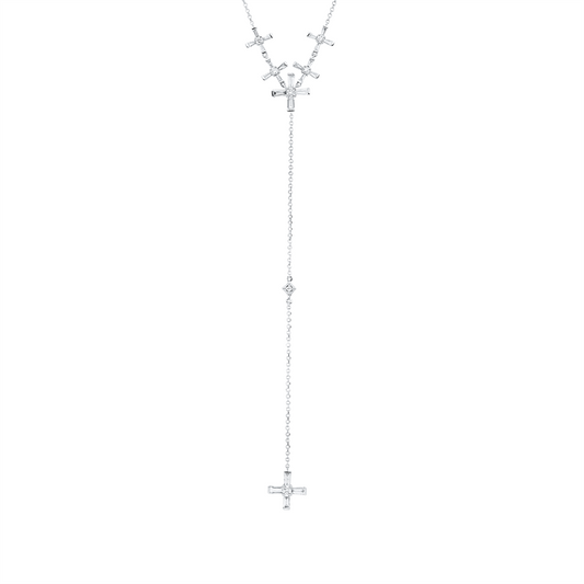 Collier 18 kt WG, mit ZÖ 48,3 cm +  45,7 cm, 24 Trap. 0,50 ct, TW-si, 9 Brill. 0,16 ct, TW-si