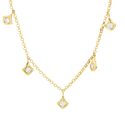 Collier 18 kt GG, mit ZÖ 40,5 cm + 38,0 cm, 7 Brill. 0,15 ct, TW-si