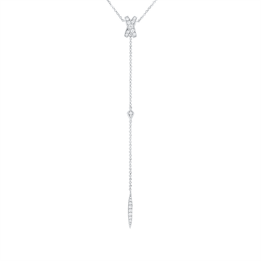 Collier 18 kt WG, mit ZÖ 48,3 cm + 45,7 cm, 28 Brill. 0,20 ct, TW-si