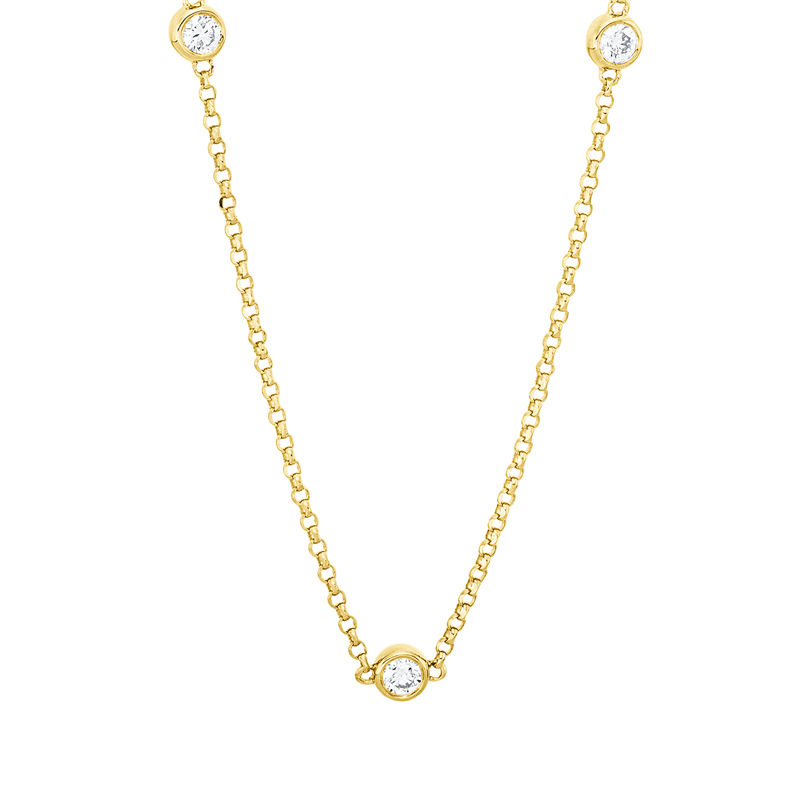 Collier 18 kt GG, mit ZÖ 40,5 cm + 38,0 cm, 9 Brill. 0,36 ct, TW-si