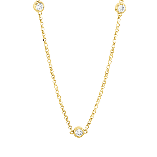 Collier 18 kt GG, mit ZÖ 40,5 cm + 38,0 cm, 9 Brill. 0,37 ct, TW-si