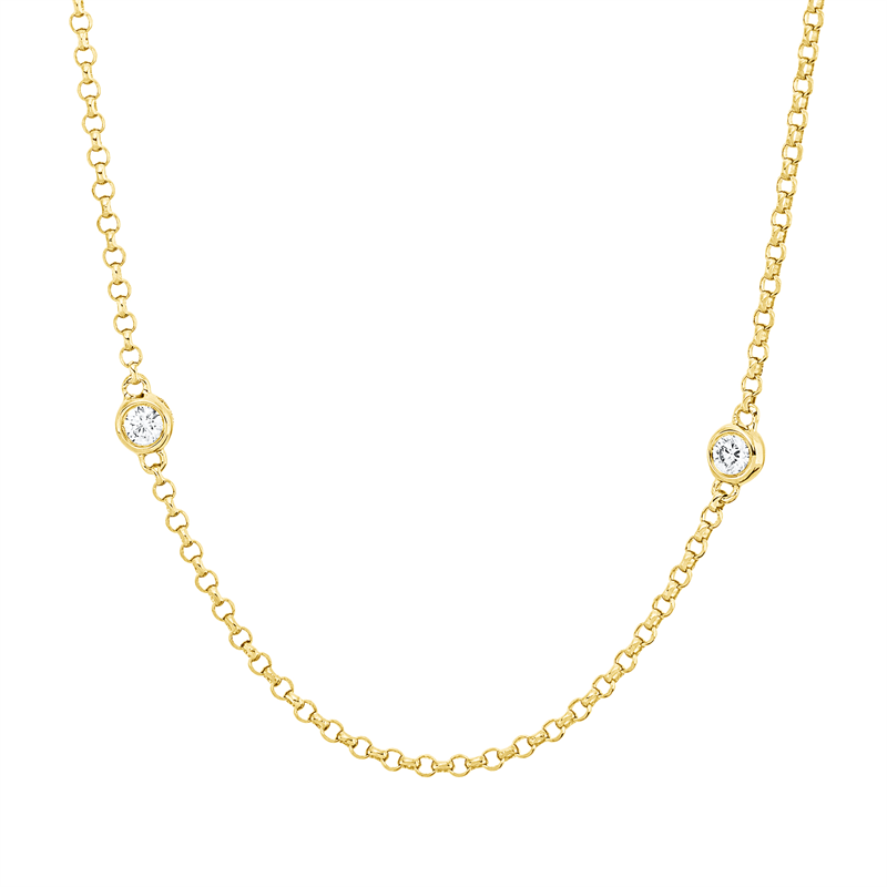 Collier 18 kt GG, mit ZÖ 40,5 cm + 38,0 cm, 7 Brill. 0,18 ct, TW-si