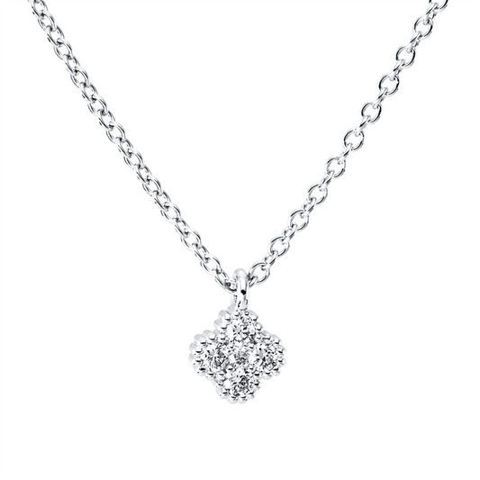 Collier 18 kt WG, mit ZÖ 40 cm + 42,5 cm, 5 Brill. 0,06 ct, W-si