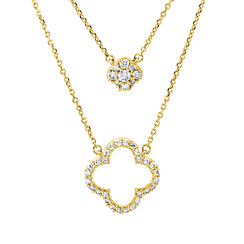 Collier 18 kt GG, 5 Brill. 0,08 ct, TW-si, 32 Brill. 0,15 ct, TW-si