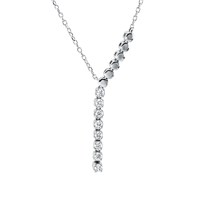 Collier 18 kt WG, mit ZÖ 40 cm, 8 Brill. 0,50 ct, TW-si