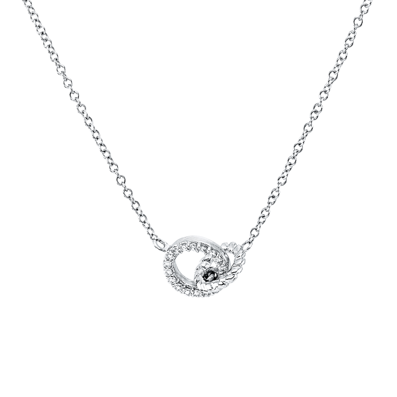 Collier 18 kt WG, mit ZÖ 40 cm, 17 Brill. 0,04 ct, TW-si