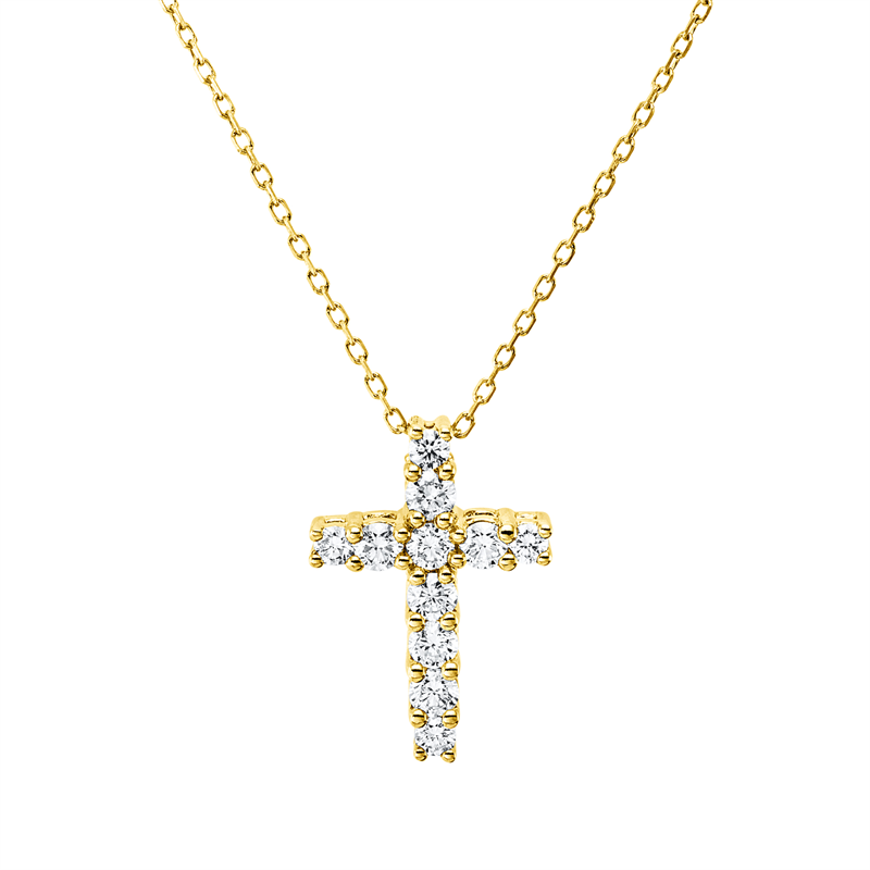 Collier 18 kt GG, mit ZÖ 40 cm, 11 Brill. 0,49 ct, TW-si