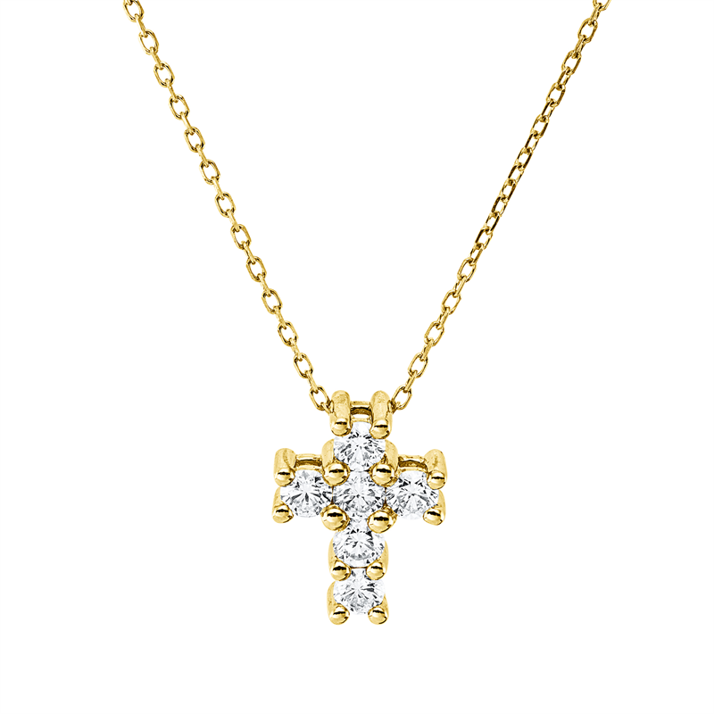 Collier 18 kt GG, mit ZÖ 40 cm, 6 Brill. 0,48 ct, TW-si