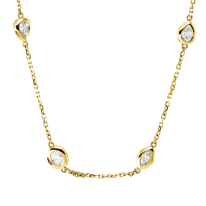 Collier 14 kt GG,7 Fant-Schl 0,60ct, TW-vsi, 5 Fant-Schl 0,51 ct, TW-vsi/si