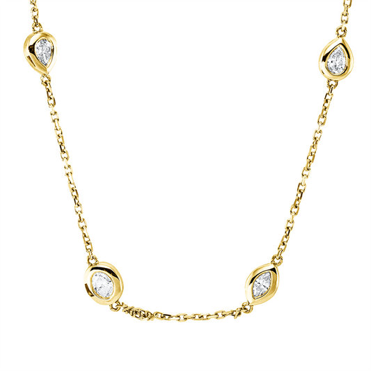 Collier 14 kt GG,7 Fant-Schl 0,60ct, TW-vsi, 5 Fant-Schl 0,51 ct, TW-vsi/si