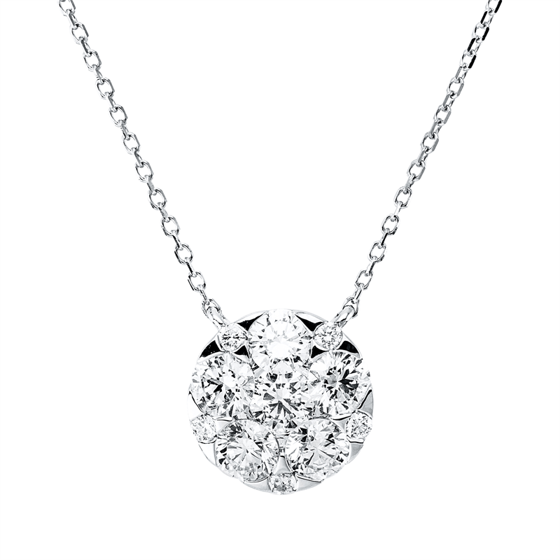 Collier 18 kt WG, mit ZÖ 40,6 cm, 11 Brill. 1,20 ct, TW-si