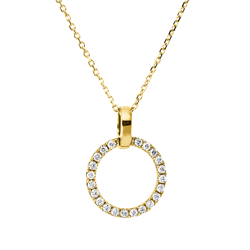 Collier 18 kt GG, mit ZÖ 42+43+44 cm, 22 Brill. 0,17 ct, TW-si