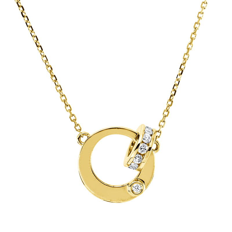 Collier 18 kt GG, mit ZÖ 42+43+44 cm, 13 Brill. 0,22 ct, TW-si