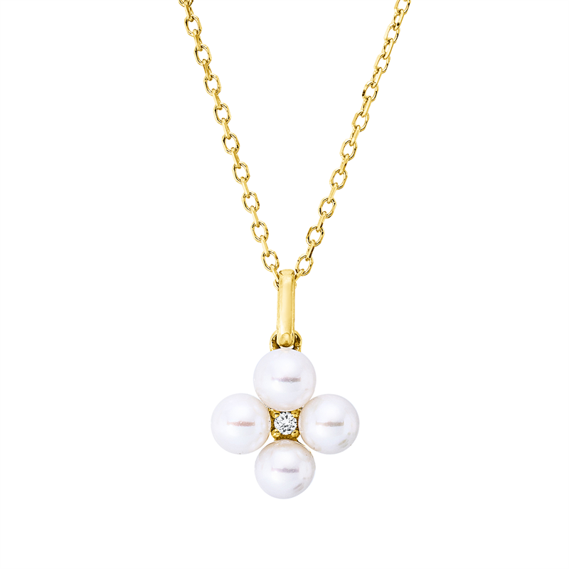 Collier 18 kt GG, mit ZÖ 40 cm, 42 cm, 1 Brill. 0,01 ct, TW-si, 4 SW