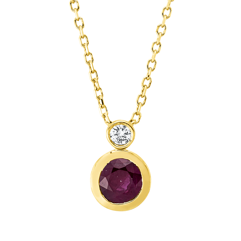 Collier 18 kt GG, mit ZÖ 40 cm 42 cm, 1 Brill. 0,04 ct, TW-si, 1 Rubin 0,60 ct rot