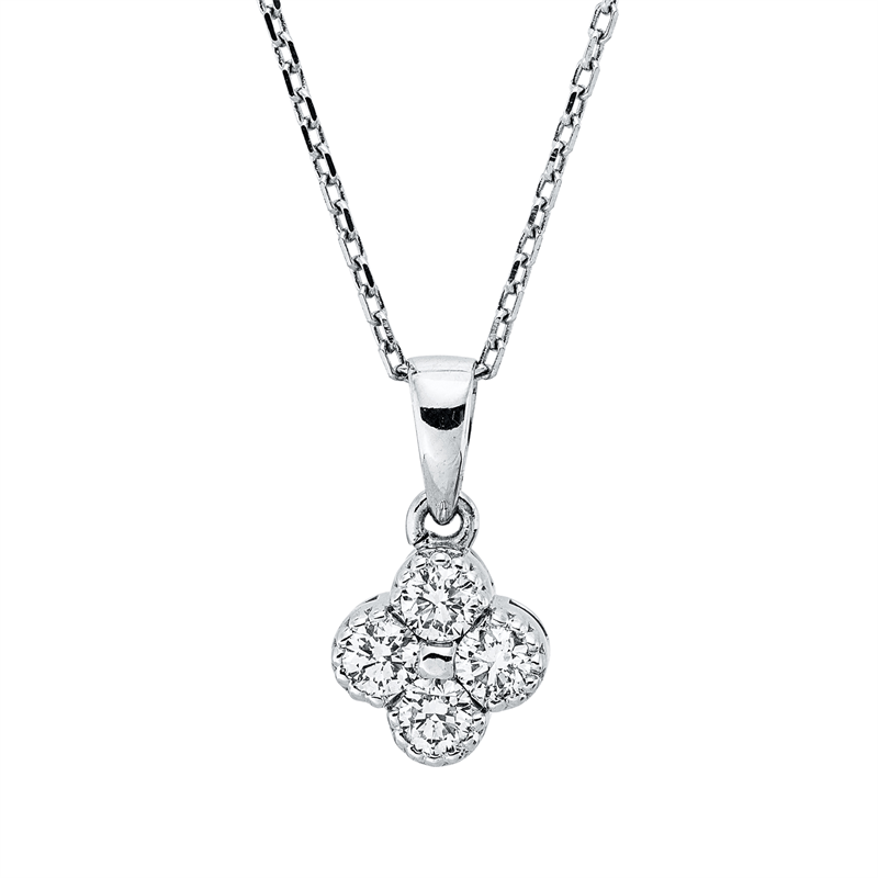 Collier 14 kt WG, mit Öse, 4 Brill. 0,18 ct, TW-si