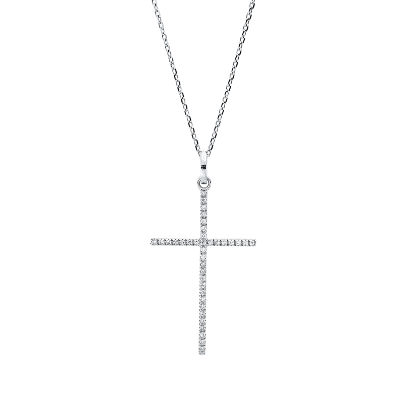 Collier 18 kt WG, mit Öse, 37 Brill. 0,07 ct, F-si