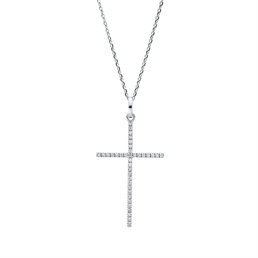 Collier 18 kt WG, mit Öse, 37 Brill. 0,07 ct, F-si
